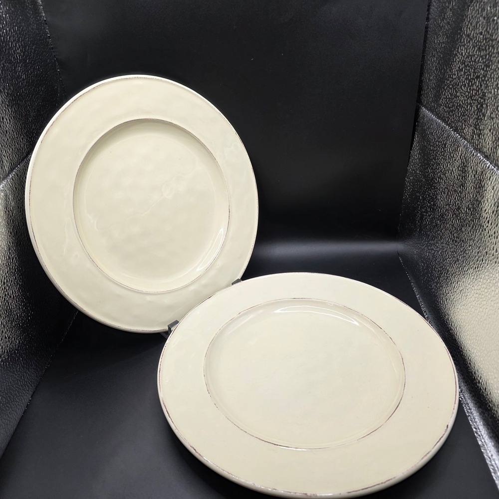 Pier 1 Imports Martillo Crème Brulee Dinner Plates Lot 2 Stoneware‎ 10.5" Rustic